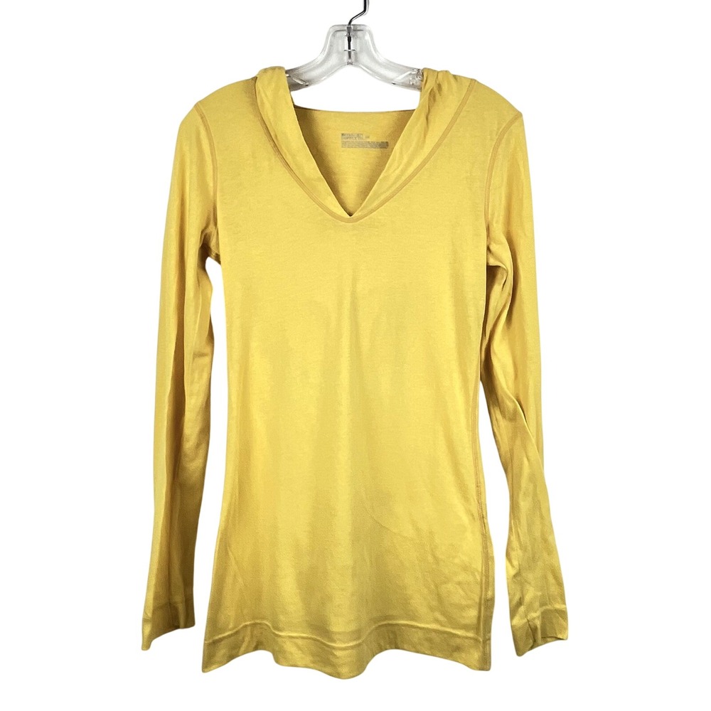 Y2K Mossimo Supply Co Hooded V Neck Long Sleeve Top Yellow Grunge Fairycore M